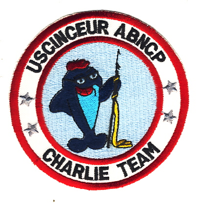 Image not found :USCINCEUR ABNCP - Charlie Team (dolphin white border, blue) (10,5