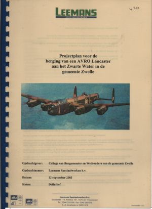 Image not found :Projectplan voor de Berging van een AVRO Lancaster aan het Zwarte