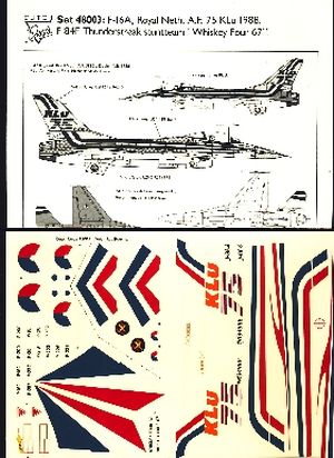 Image not found :Klu F-16A '75 jaar KLu'. KLu F-84F Thunderstreak 'Whiskey Four 67'. ALLEEN F-16 bruikbaar !!
