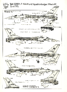 Image not found :F-16A/B, Hunter, F-104, 32 TFS Squadronbadges RNethAF: 306, 311, 312, 313, 314, 315, 316, 322, 323, 324, 325 squadron