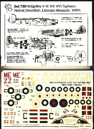 Image not found :Spitfire Mk.V, Mk.XIV, Mk.XVI 322sq, Hellcat 800 & 1844sq, Swordfish, Liberator, Mosquito (roundels not included)