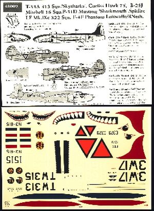 Image not found :T-33 313 Sqn 'Skysharks', P-51D 'Sharkmouth', Curtiss Hawk 75, B-25J 16 sqn, Spitfire Mk.IXc 322 sqn, F-4F Phantom Luftwaffe special Twente registrati
