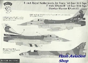 Image not found :F-16A 40 jaar 315 sqn, 40 jaar 316 sqn, Hawker Hunter Papua New Guinea vlag (N-111)