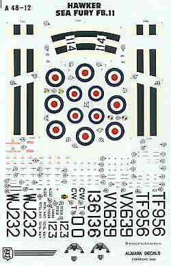 Image not found :Hawker Sea Fury FB.II. Decals for 3 planes