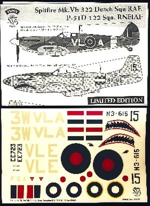 Image not found :Spitfire Mk.Vb 322 Dutch Sqn RAF/LSK, P-51D 122 squadron RNEIAF/ML-KNIL