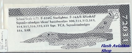 Image not found :F-104G Starfighter and F-16 Fighting Falcon Squadron badges kleur/basisbandjes 306, 311, 312, 313, 314, 315, 316, 322, 323, TCA, 334, SAR