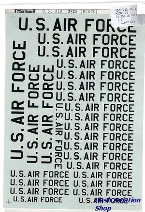 Image not found :US titel 'U.S.AIR FORCE' zwart, diverse maten