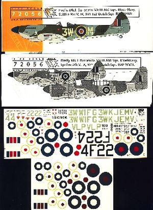Image not found :Firefly Mk.I 860 RNethNavy (Britsh Markings), Barracuda 860 sqn, Spitfire Mk.V '3W'-code 322 sqn