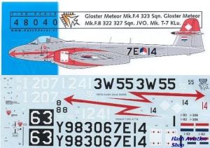 Image not found :Meteor F.Mk.4 323 squadron, T.Mk.7, Meteor F.8 322, 327, JVO, Meteor F.4 322 sqn