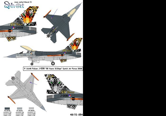 Image not found :F-16AM Falcon J-008 '55 years 313 Sqn' KLu 2008