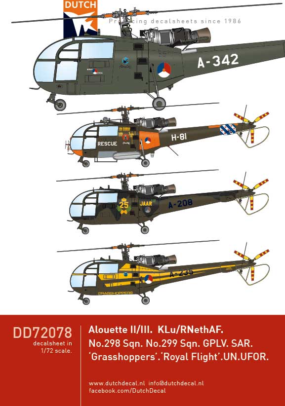 Image not found :Alouette II / III, KLu / RNethAF No.298 sqn, 299 sqn, GPLV, SAR, Grasshoppers, Royal Flight, UN , UFOR