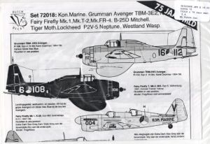 Image not found :75 Jaar MLD; B-25D Mitchell, Westland Wasp, Tiger Moth, Grumman Avenger TBM-3E2, TBM-3W2, P2V-5 Neptune (second edition) (roundels included)
