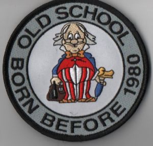 Image not found :OLD SCHOOL BORN BEFORE 1980 (OLD MAN CARTOON FIGUUR) (MEERKLEURIG)