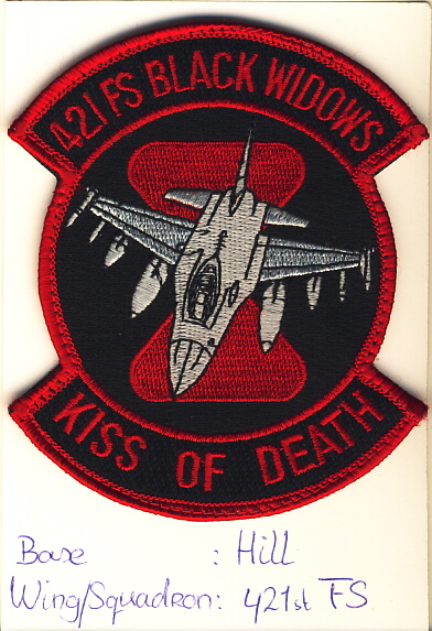 Image not found :421 TFS Black Widows, Kiss Of Death (Velcro)