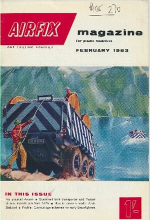 Image not found :February 1963; Avro Anson; News from Airfix - StuG IIIG, Scammell tank transporter; Picture page; Layout realism; Alvis Stalwart from plastic card; Sh